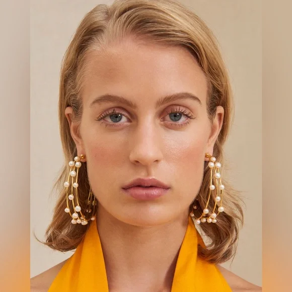 🌺🎉HP🎉🌺 NWT Cult Gaia Shanti Large Pearl Earrings - Picture 9 of 16